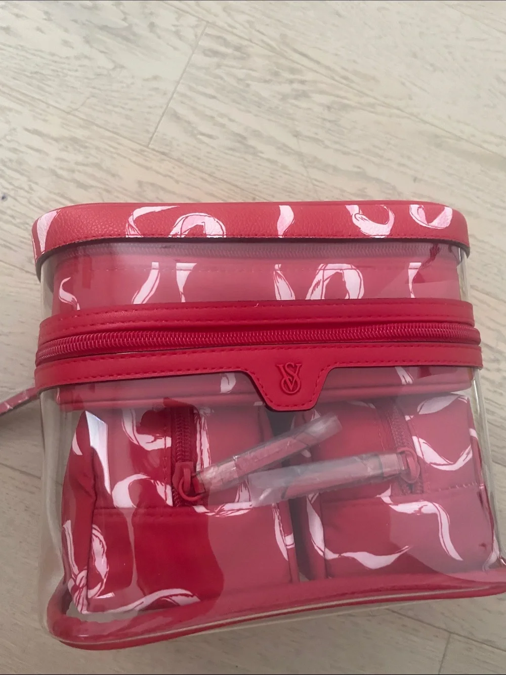 Victoria's Secret Red Clear Cosmetic Bags